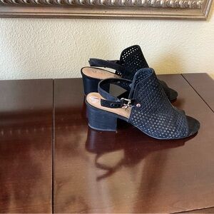 Unisa Black Perforated Heeled Sandals